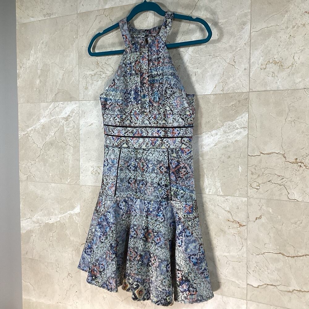 Parker Tribal Jacquard Party Brady Dress | Fit & Flare | Cut-Out Back | Size S - Picture 1 of 14